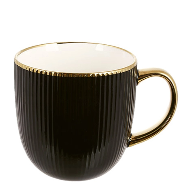 Чашка керамическая с золотой ручкой 905-287-4 9 см Черный (YS00002)