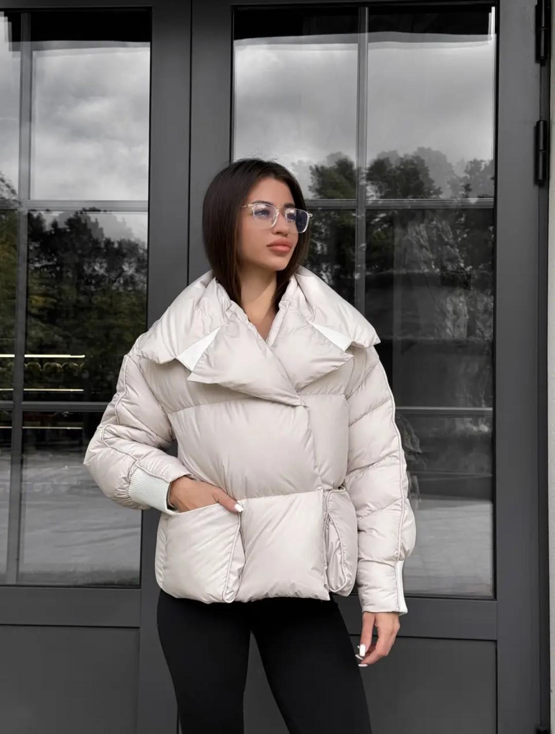 Пуховик жіночий зимовий D&V Coture DV-0011 р. 44 Бежевий (29176076) - фото 1