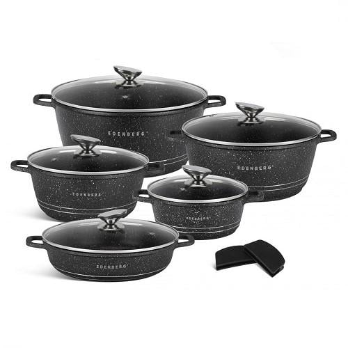 Набор посуды Edenberg EB-12911 с турбоиндукционным дном и мраморным покрытием 10 пр. Набор посуды Edenberg EB-12911 с турбоиндукционным дном и мраморным покрытием 10 пр.