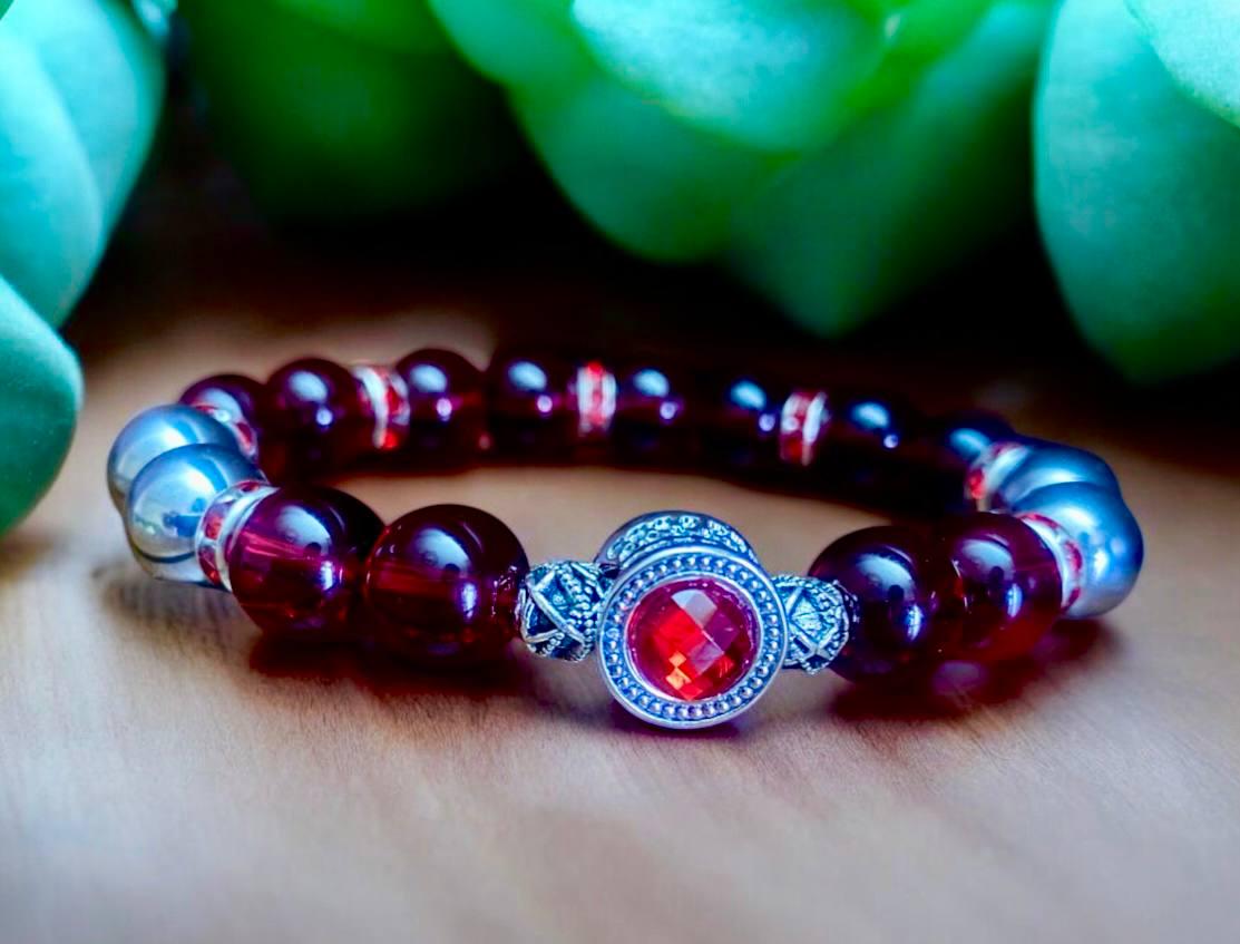 Браслет LITAURS натуральный камень гранат/гематит с металлическими вставками М 15-17 см (251113) - фото 2 Браслет LITAURS натуральный камень гранат/гематит с металлическими вставками М 15-17 см (251113) - фото 2