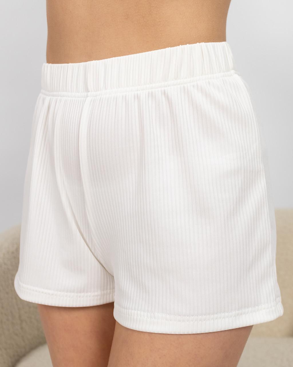 Пижама женская из рубчика топ и шорты Белый (2188007626) - фото 7