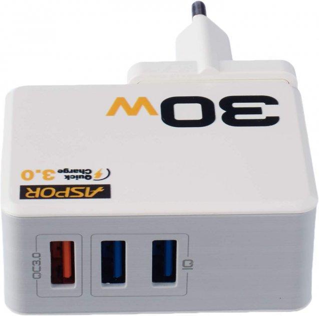 Зарядное устройство сетевое Aspor A858 3USB 30W Белый (1858272826)