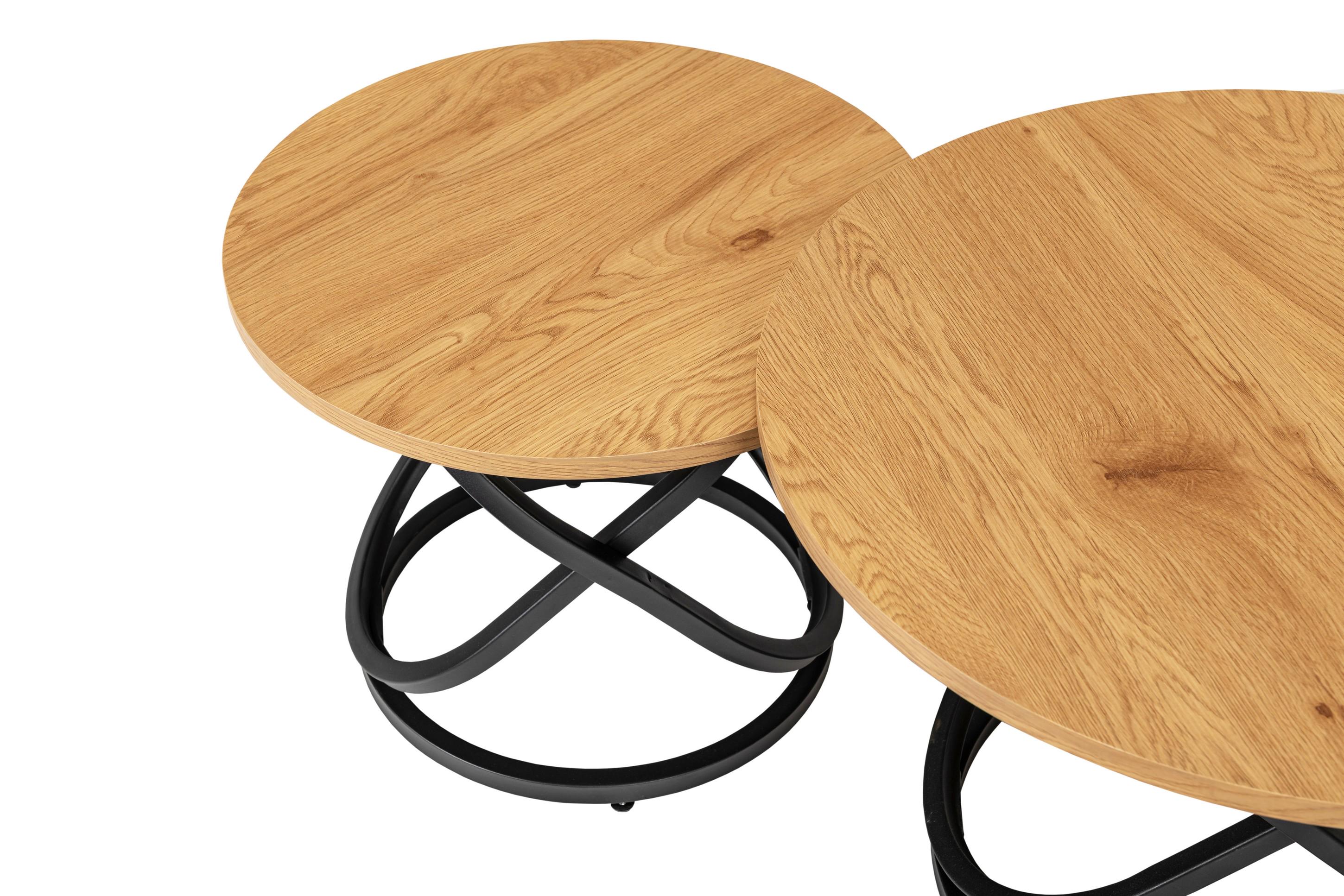 Комплект журнальных столов Vetro Ливио 700х460 мм/500х400 мм МДФ 2 шт. Дуб/Черный (СТ-55) - фото 5 Комплект журнальных столов Vetro Ливио 700х460 мм/500х400 мм МДФ 2 шт. Дуб/Черный (СТ-55) - фото 5