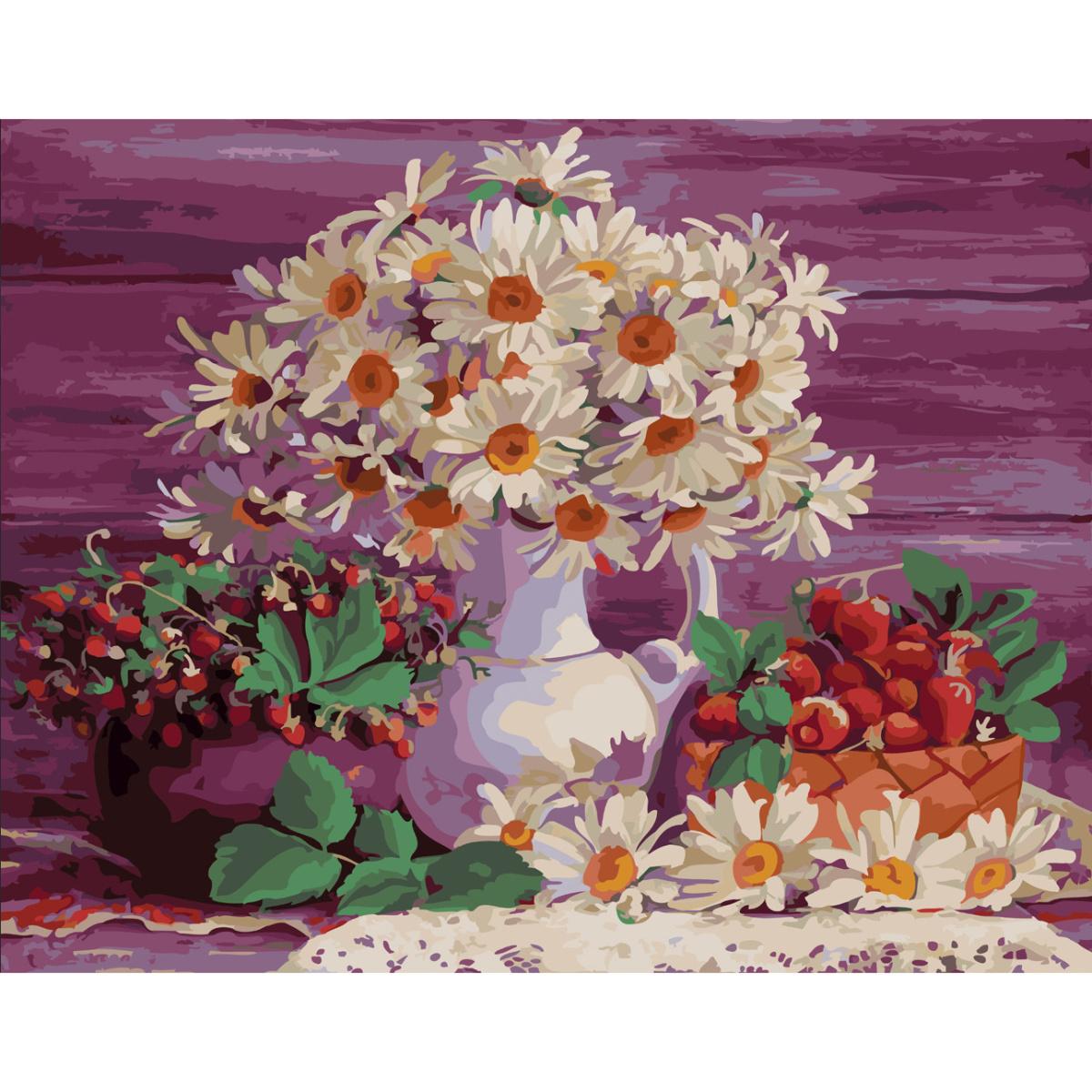 Картина по номерам Strateg Ромашки и земляника 40x50 см (SY6598)