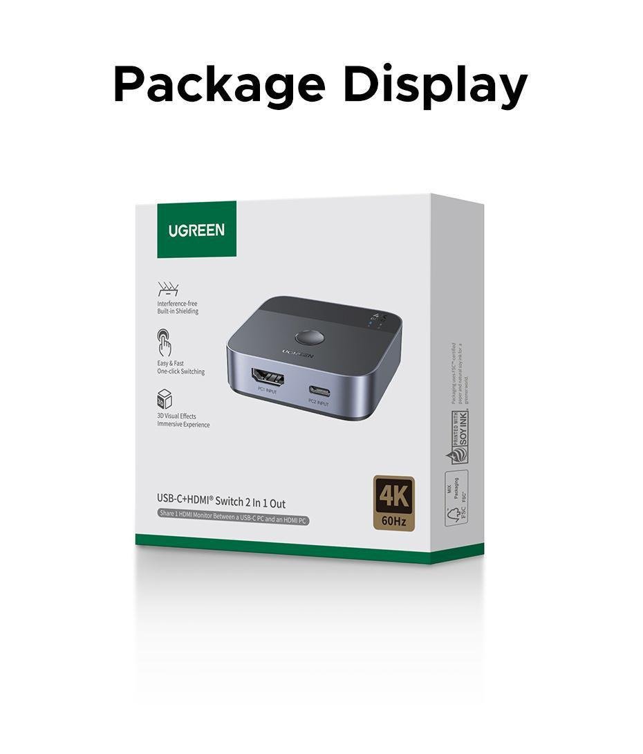 Перемикач HDMI USB-C Ugreen 4K 60Hz HDR (55452) - фото 15 Перемикач HDMI USB-C Ugreen 4K 60Hz HDR (55452) - фото 15