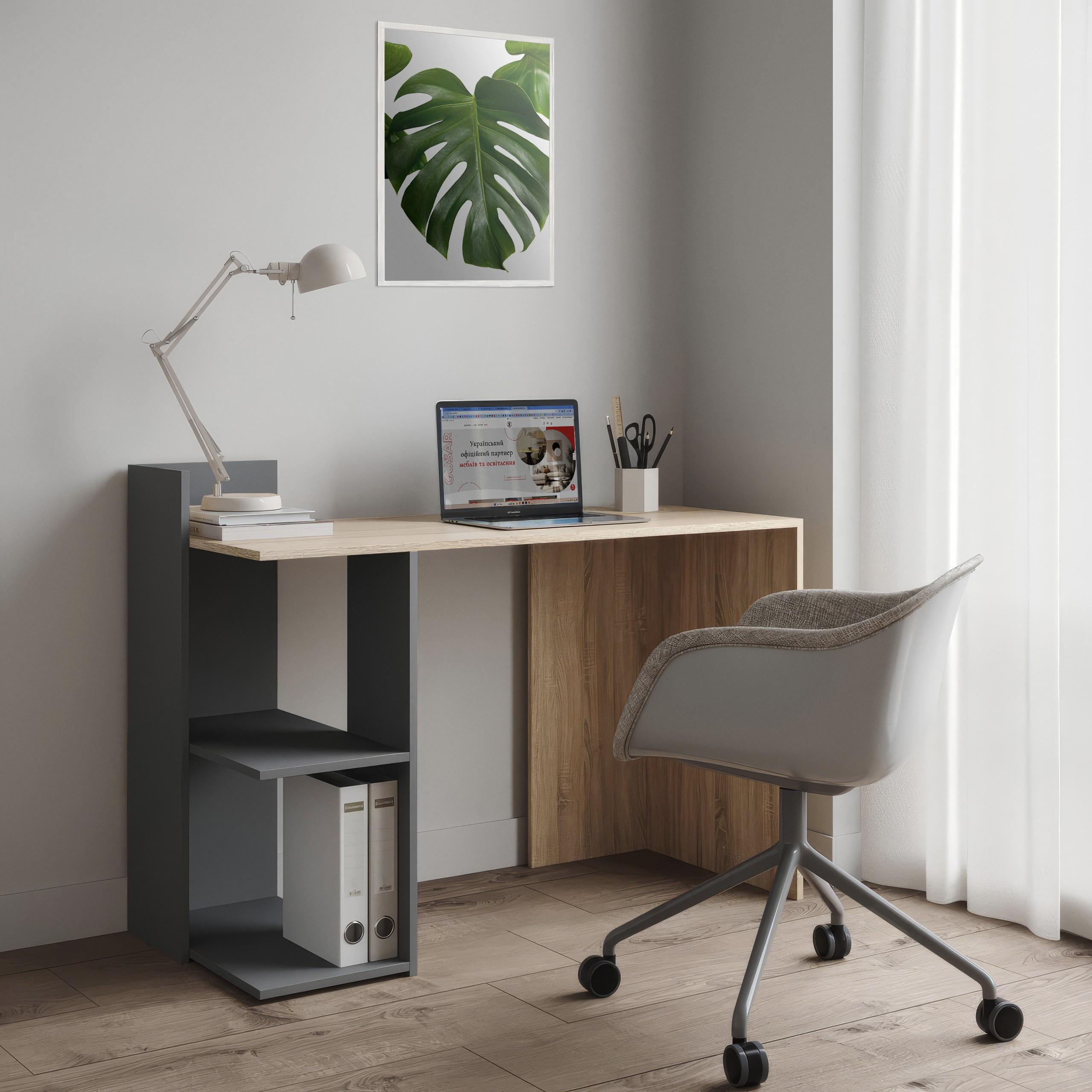 Стіл письмовий з полицями S-12 1200х520х870 мм Дуб Сонома/Антрацит - фото 1