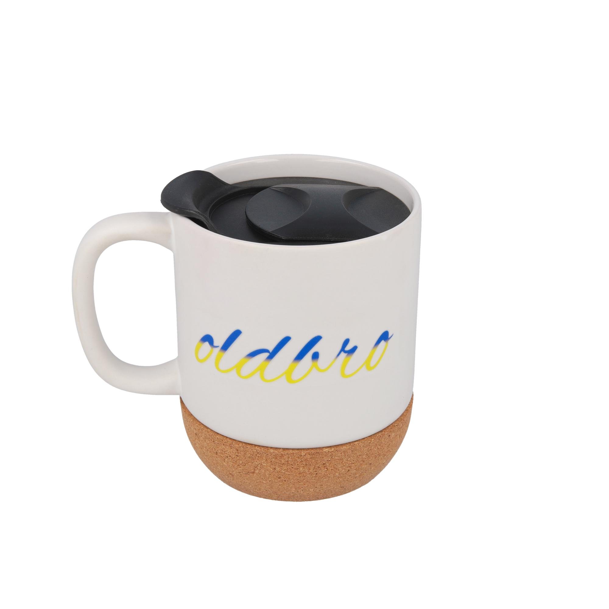 Кружка керамическая OldBro Ukraine 400 мл с пробковым дном и крышкой White (11321091)