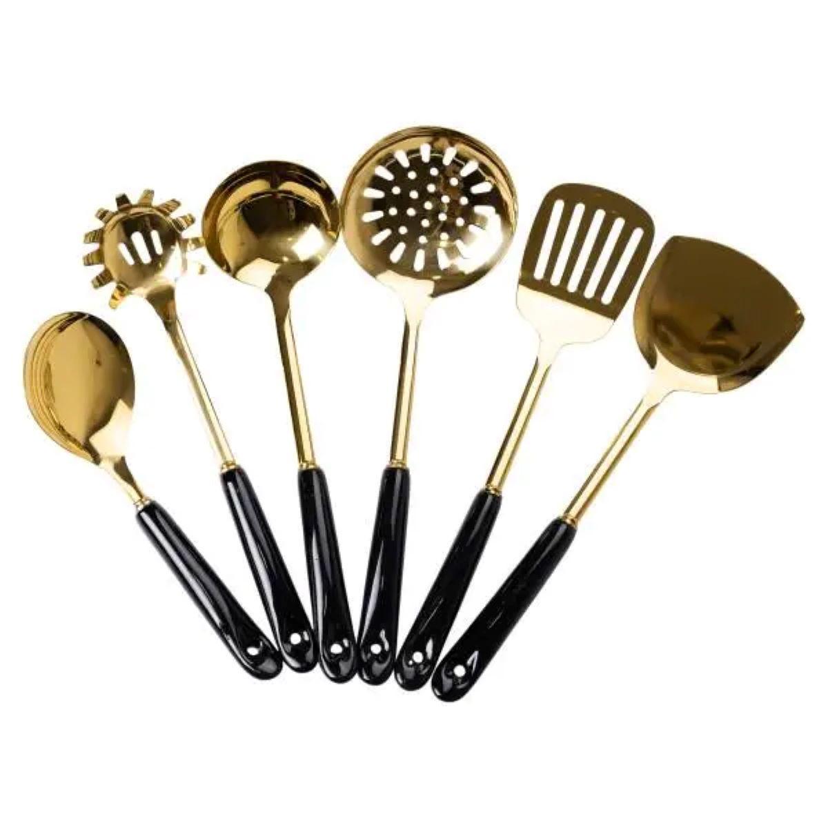 Набор кухонных принадлежностей на подставке HP-20-66 7 шт. Черный/Золотой (A-033761) - фото 5 Набор кухонных принадлежностей на подставке HP-20-66 7 шт. Черный/Золотой (A-033761) - фото 5