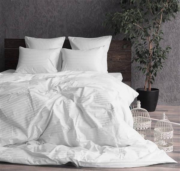Комплект постельного белья Отель страйп-сатин двуспальный 180х220 см наволочки 50х70/70х70 см Белый (04020102) - фото 1 Комплект постельного белья Отель страйп-сатин двуспальный 180х220 см наволочки 50х70/70х70 см Белый (04020102) - фото 1