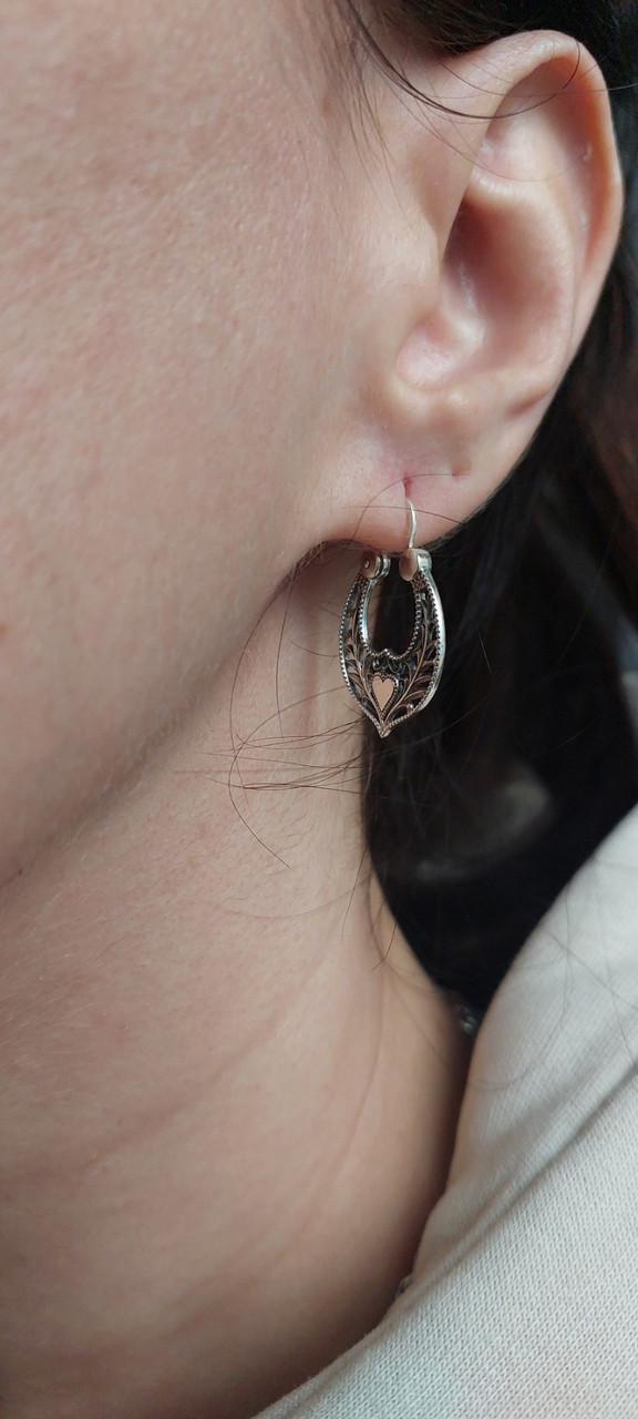 Срібні сережки калачі Серце 925 проби дукачі Чорнийння (2824260816) - фото 5