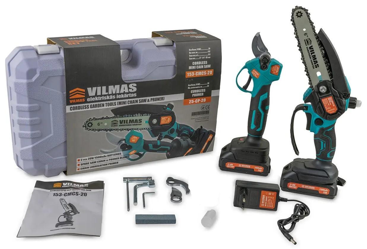 Набір акумуляторного інструменту міні-пила VILmAS 153-CMCS-20/секатор VILmAS 25-CP-20/подовжувач VS'3000 (30775832) - фото 2 Набір акумуляторного інструменту міні-пила VILmAS 153-CMCS-20/секатор VILmAS 25-CP-20/подовжувач VS'3000 (30775832) - фото 2