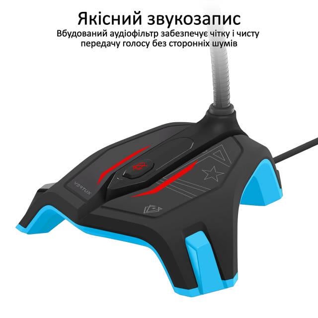 Микрофон Vertux Streamer-2 LED USB Blue - фото 2