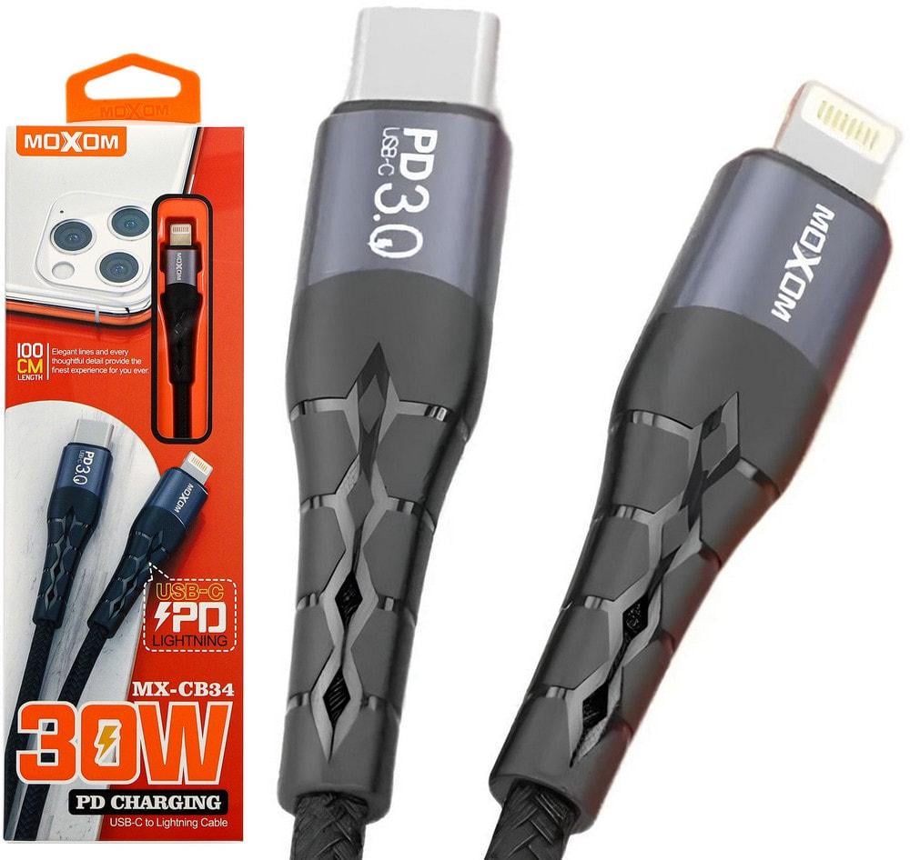 Кабель интерфейсный Moxom Type-C-Lightning MX-CB34 PD 30W 1 м Black (37015)