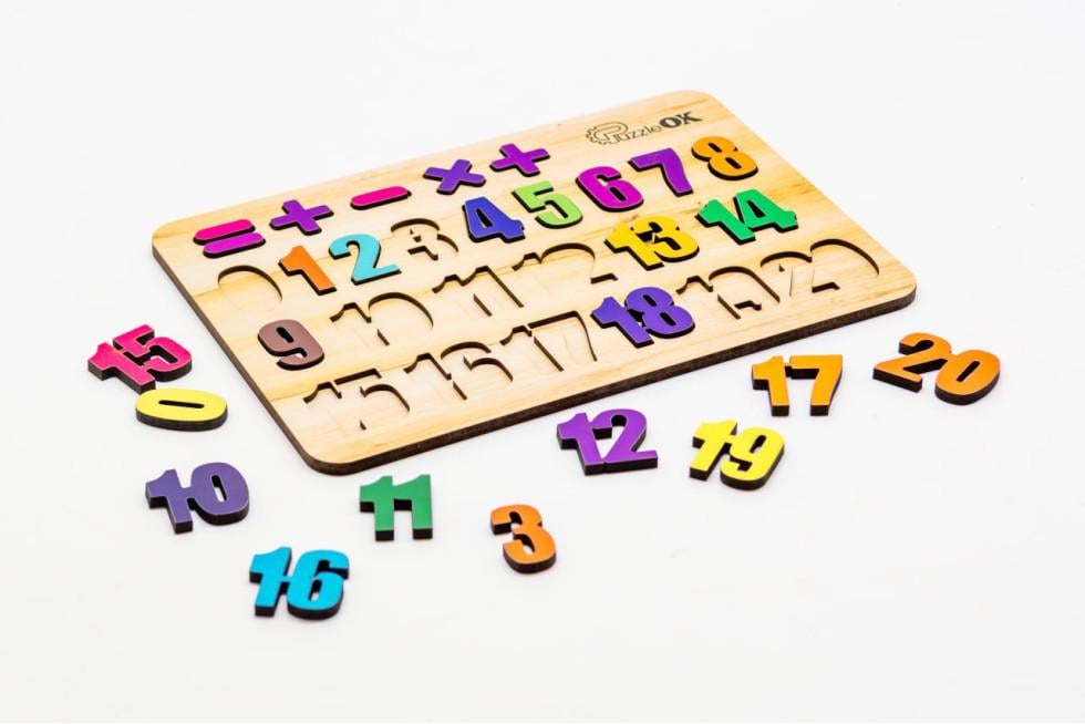 Сортер пазл детский развивающий PuzzleOK Цифры и арифметические значения 27 деталей