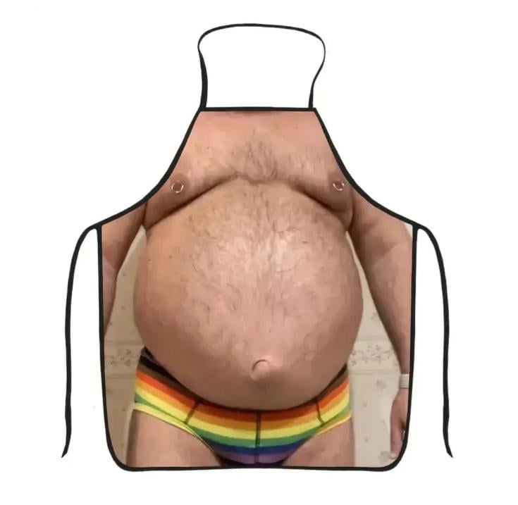 Фартух з приколом чоловічий з принтом товстого торсу 80x60 см Різнокольоровий (50233)