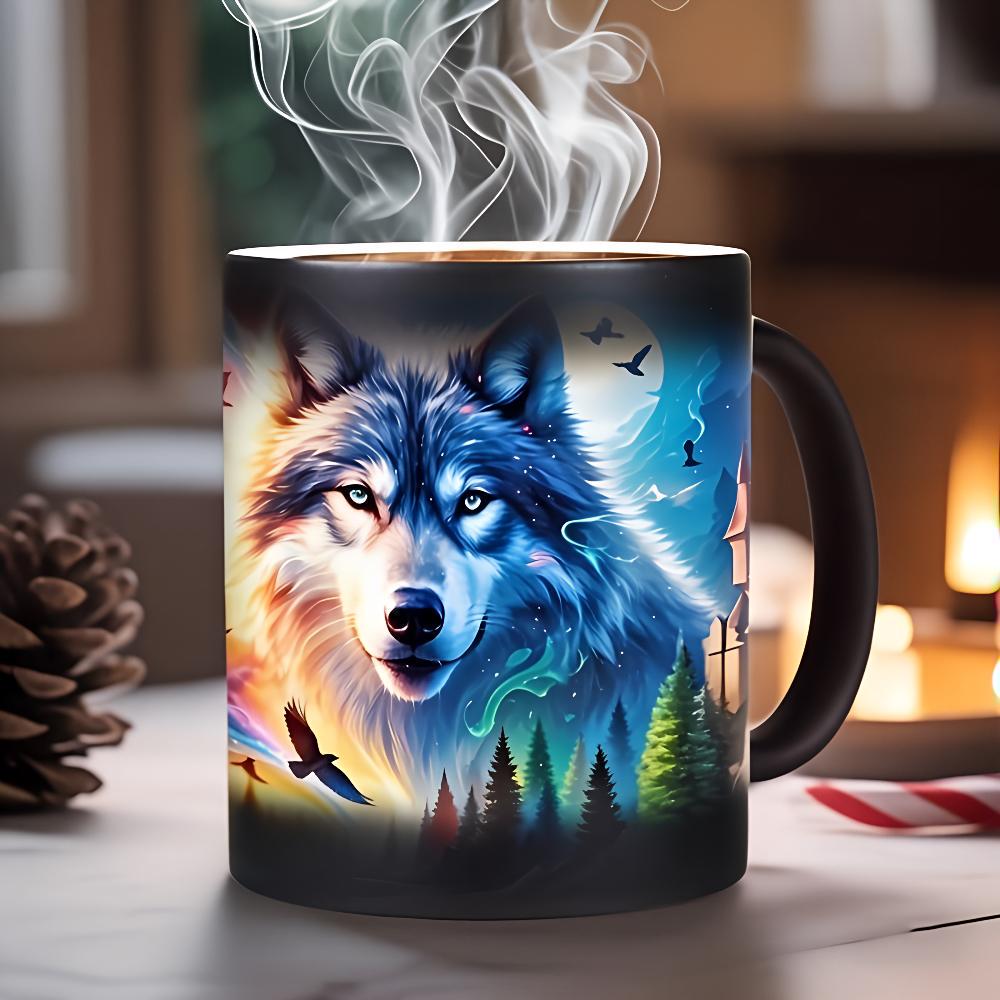 Кружка-хамелеон Волк-хранитель замка с термоэффектом меняет рисунок 330 мл
