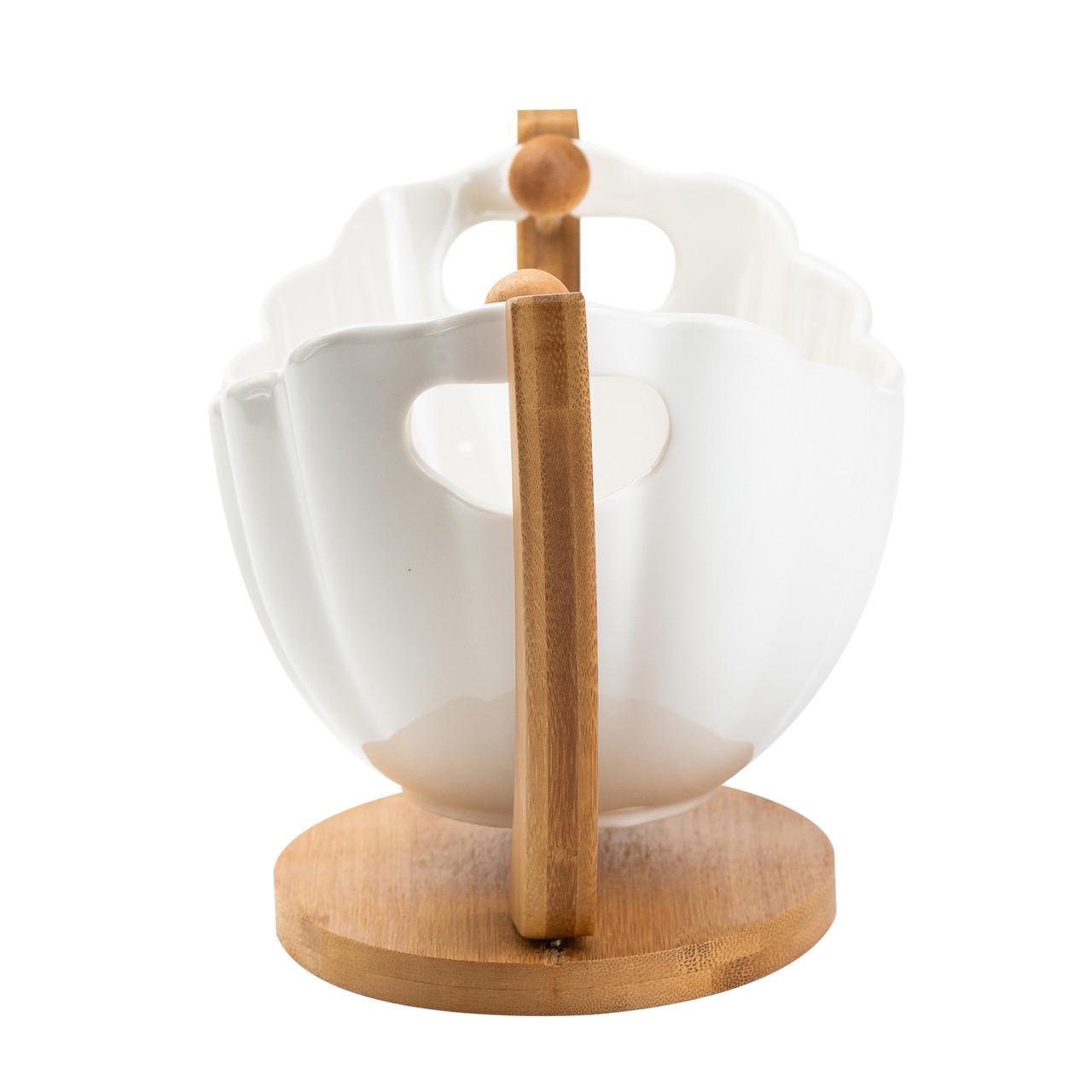 Фруктовница керамическая на бамбуковой подставке 33х14х16 см (HP1238) - фото 2 Фруктовница керамическая на бамбуковой подставке 33х14х16 см (HP1238) - фото 2