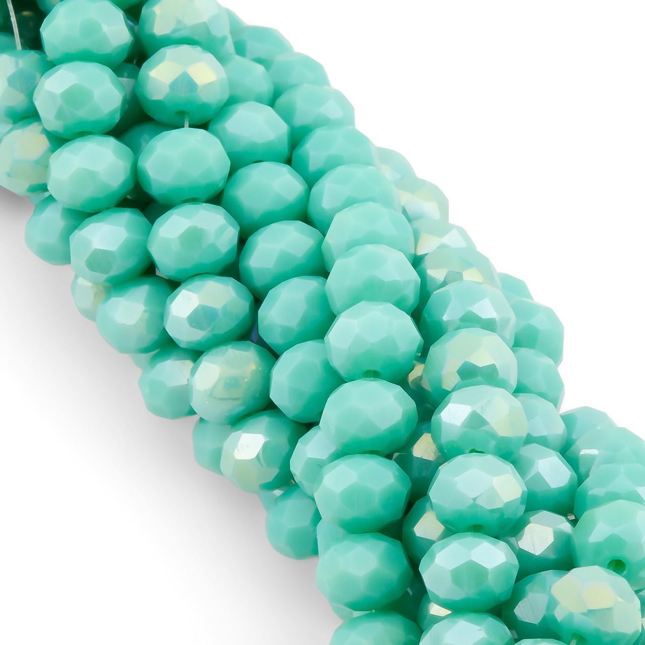 Намистини Swarovski огранювання рондель АВ непрозорий 8х6 мм 42 см 65 шт. Тіффані (БС8141а91)