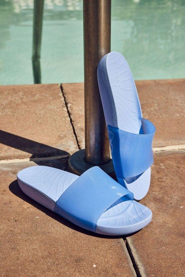 Шльопанці жіночі утеплені Crocs Slide Splash Moon Jelly р. 40-41 Синій (11596) - фото 2