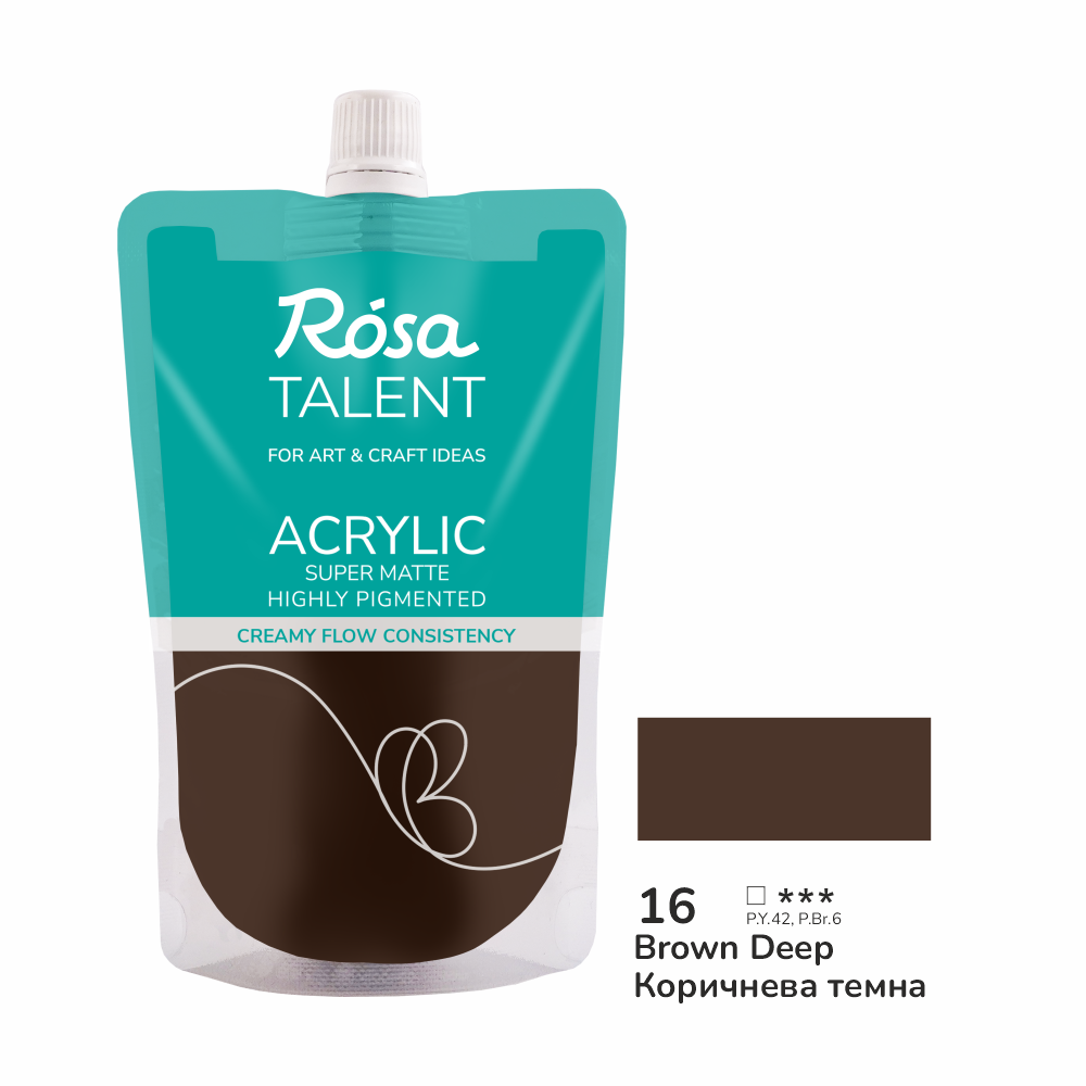 Акриловая краска Rosa Talent 200 мл 16 Коричневая темная (Az1-4823098548898)