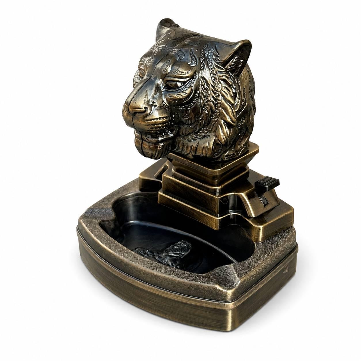 Пепельница металлическая TIGER Голова тигра со встроенной газовой зажигалкой (M1153)