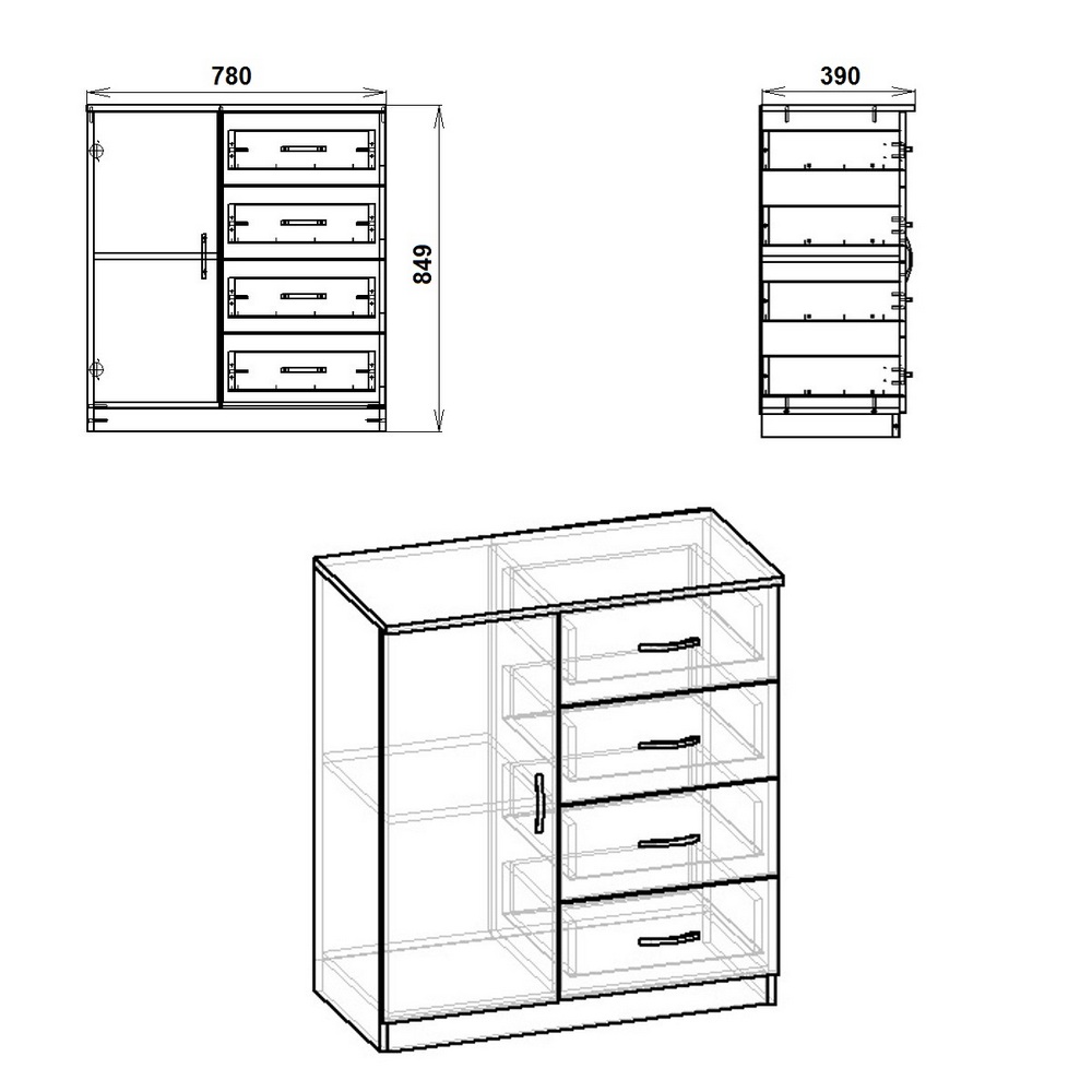 Комод для речей Компаніт 4+1А Горіх екко (10602) - фото 2 Комод для речей Компаніт 4+1А Горіх екко (10602) - фото 2
