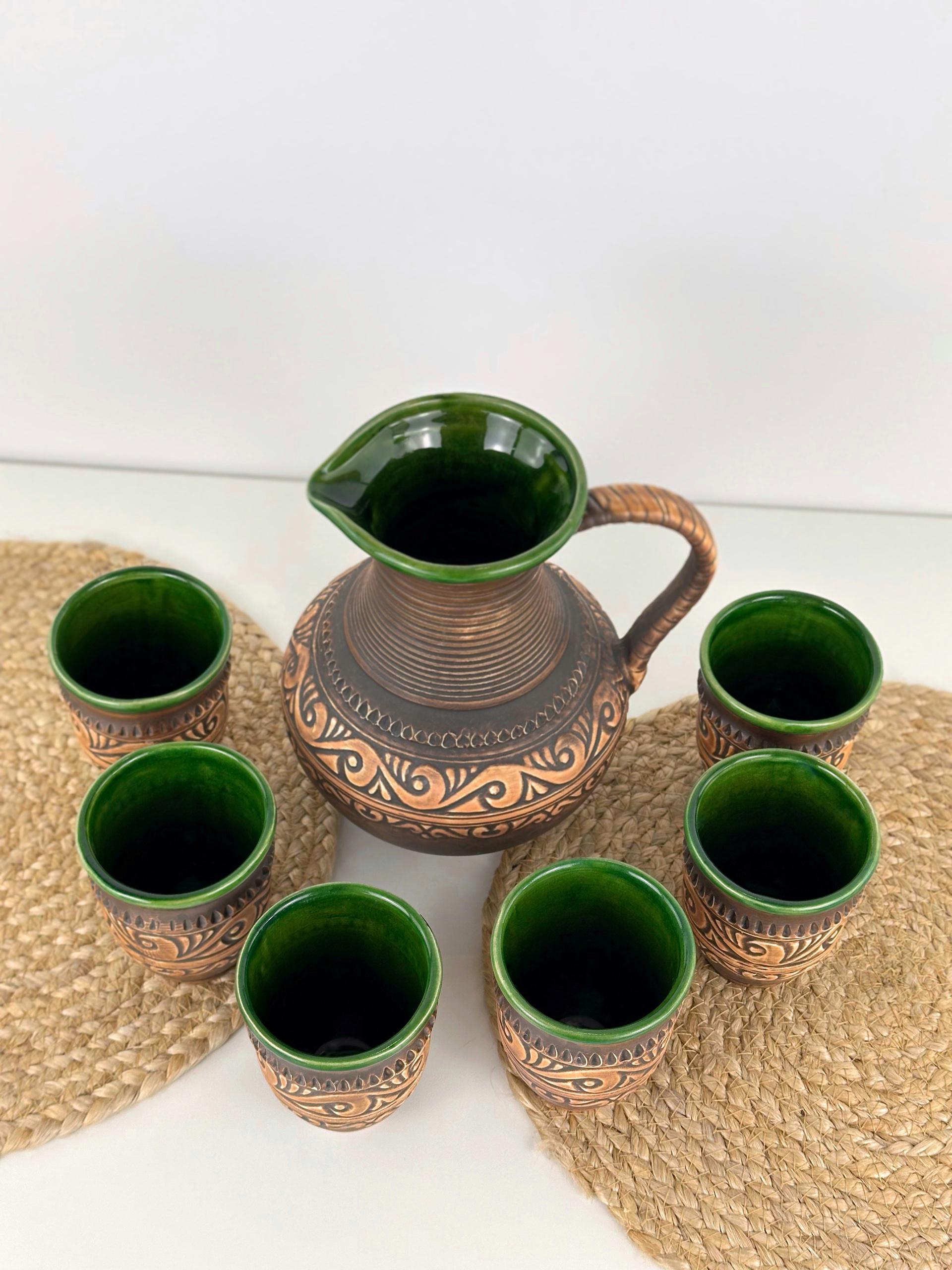 Набір глиняного посуду для узвару Гражда на 6 чоловік Коричневий (17019-28) - фото 6