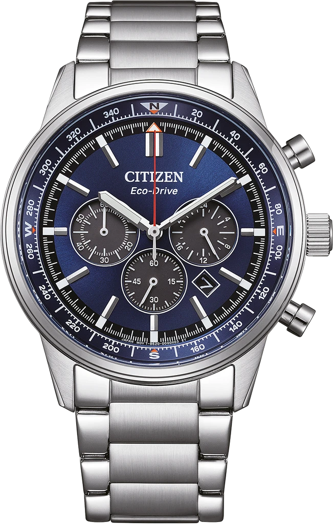 Наручний годинник чоловічий Citizen CA4720-52L Eco-Drive з сталевим корпусом/синім циферблатом та водозахистом 100 м