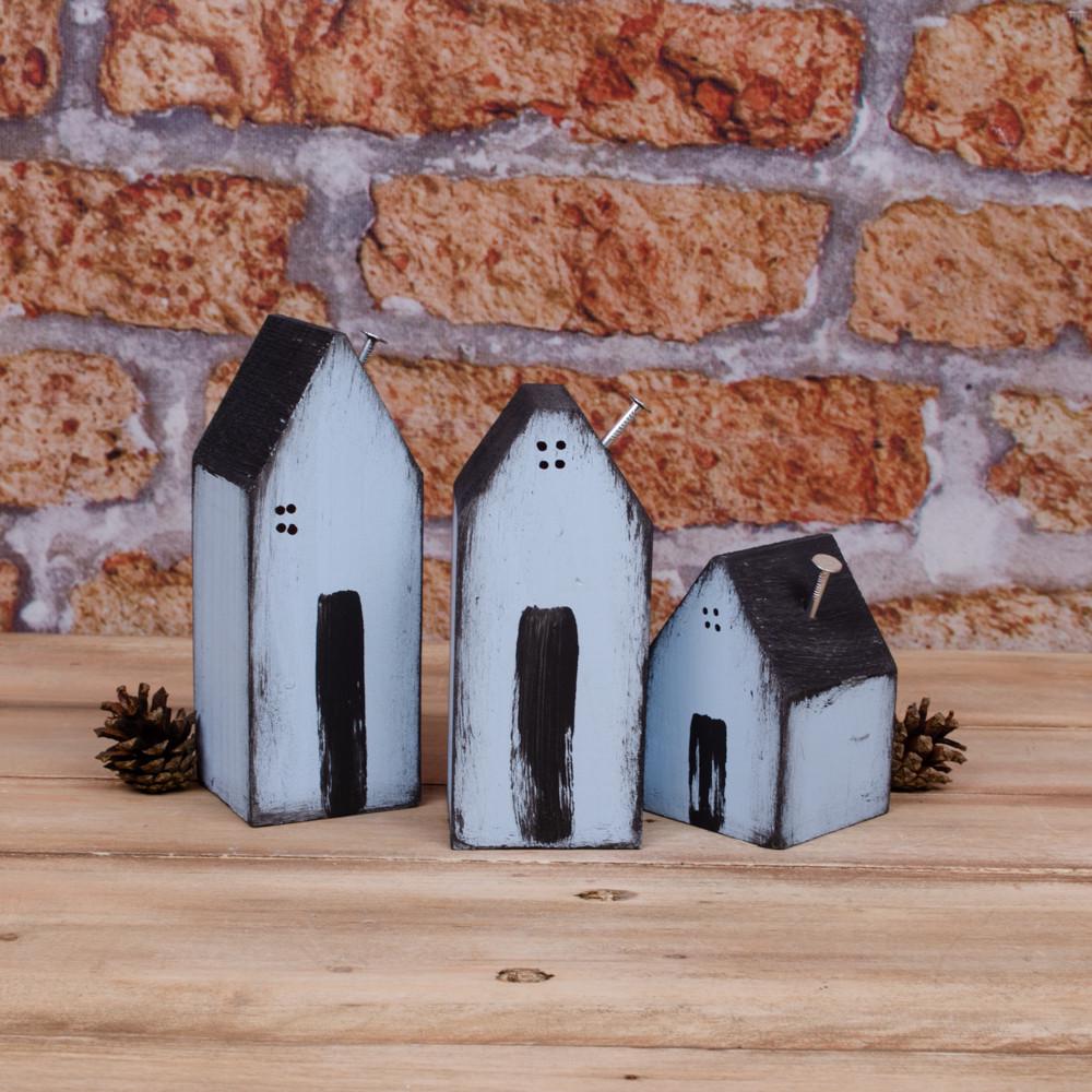 Деревянные домики с гвоздем 3 шт. Голубой (4461-4)