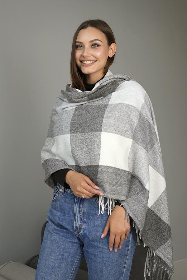 Палантин кашемировый Braxton Латина 7034 Темно-серый/Белый/Светло-серый (26481081)