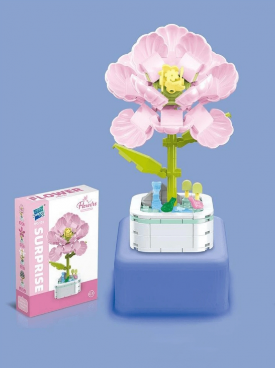 Конструктор блоковый детский фигурка Цветок Гибискус 127 дет. (25-121)
