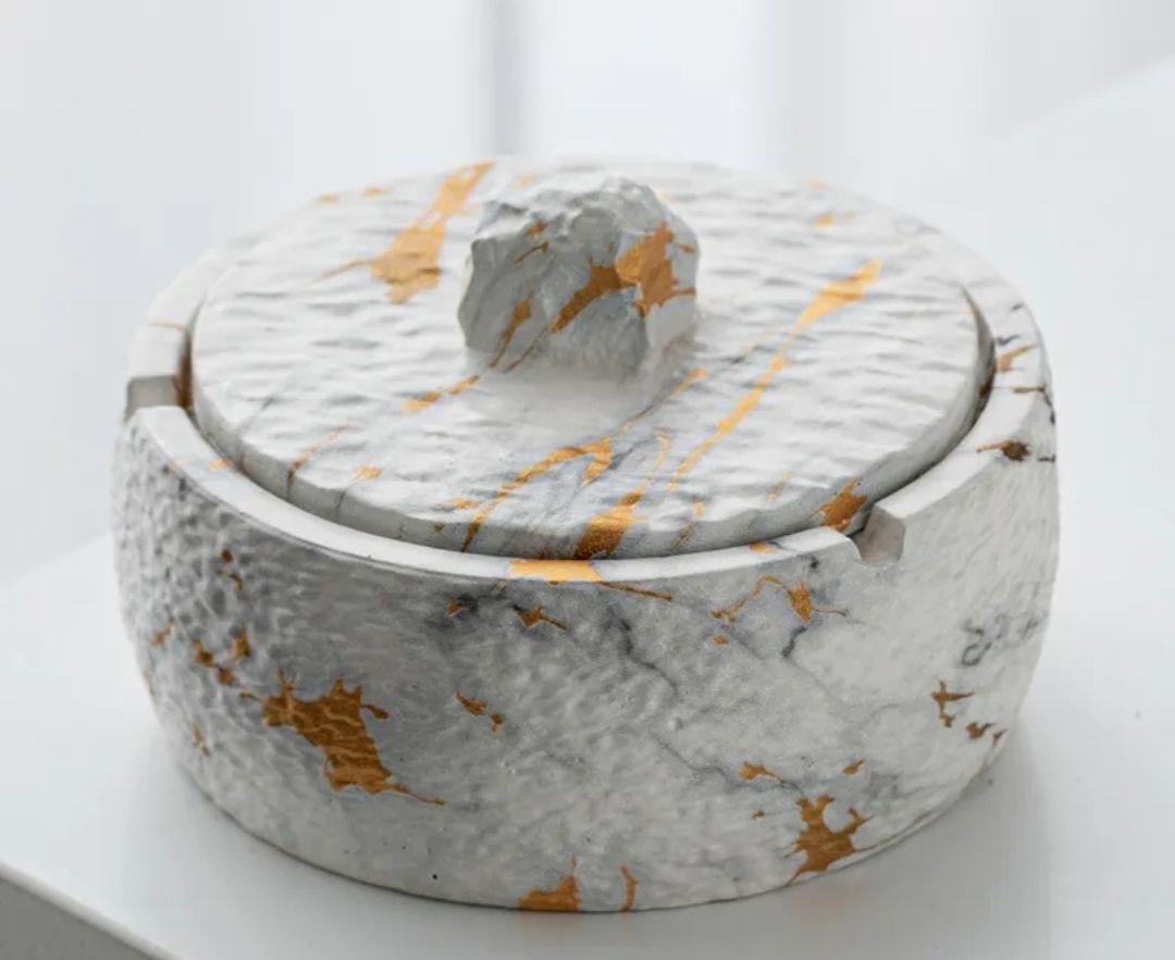 Попільничка керамічна з кришкою Сіро-жовтий (Арт1315) Попільничка керамічна з кришкою Сіро-жовтий (Арт1315)