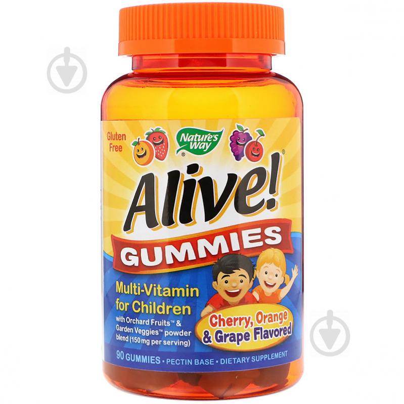 Мультивитамины для детей Nature's Way Alive Вкус Винограда и Апельсина 90 жевательных конфет