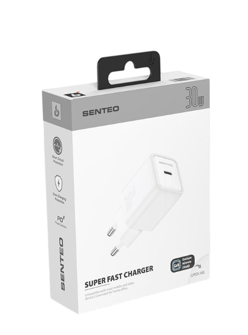 Мережевий зарядний пристрій Senteo Z-16 USB-C PD30W CE Сертифікат Білий (925229)