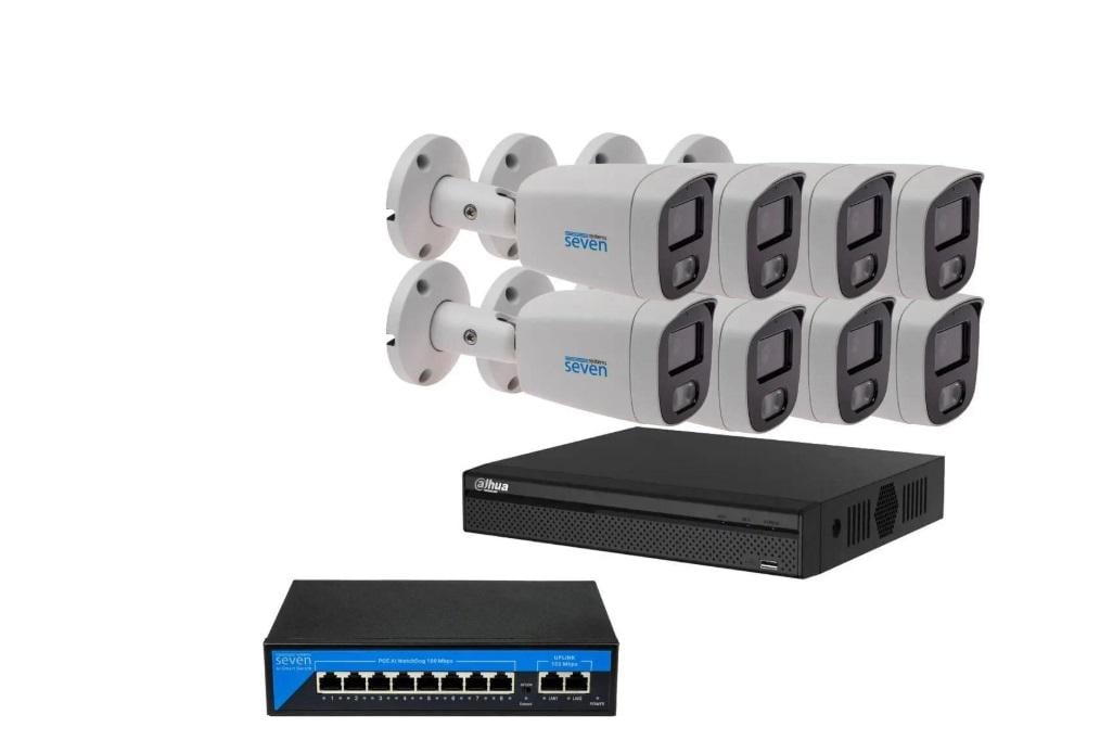 Комплект IP-видеонаблюдения Dahua DH-IP1128OW-2MP на 8 цилиндрических 2 Мп IP-камер