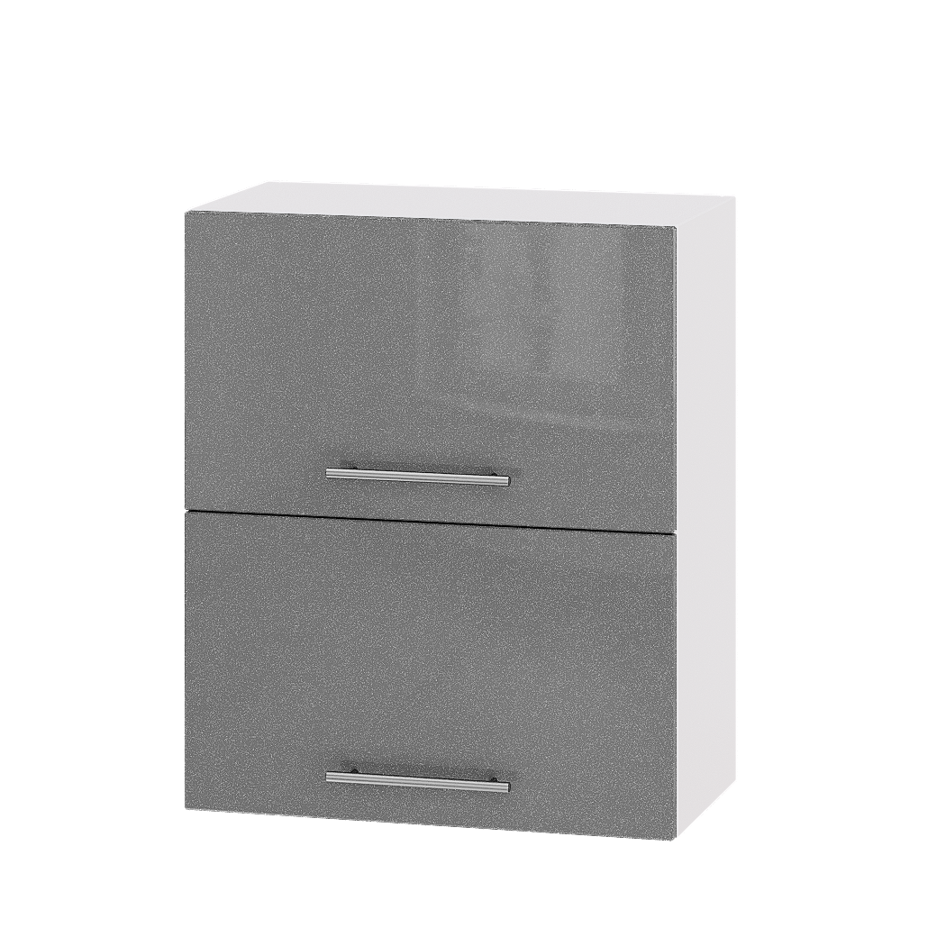 Шкаф верхний Эверест Модерн модуль Верх В14-600 60х30х72 см Серебристый металлик глянец/Белый (02516)