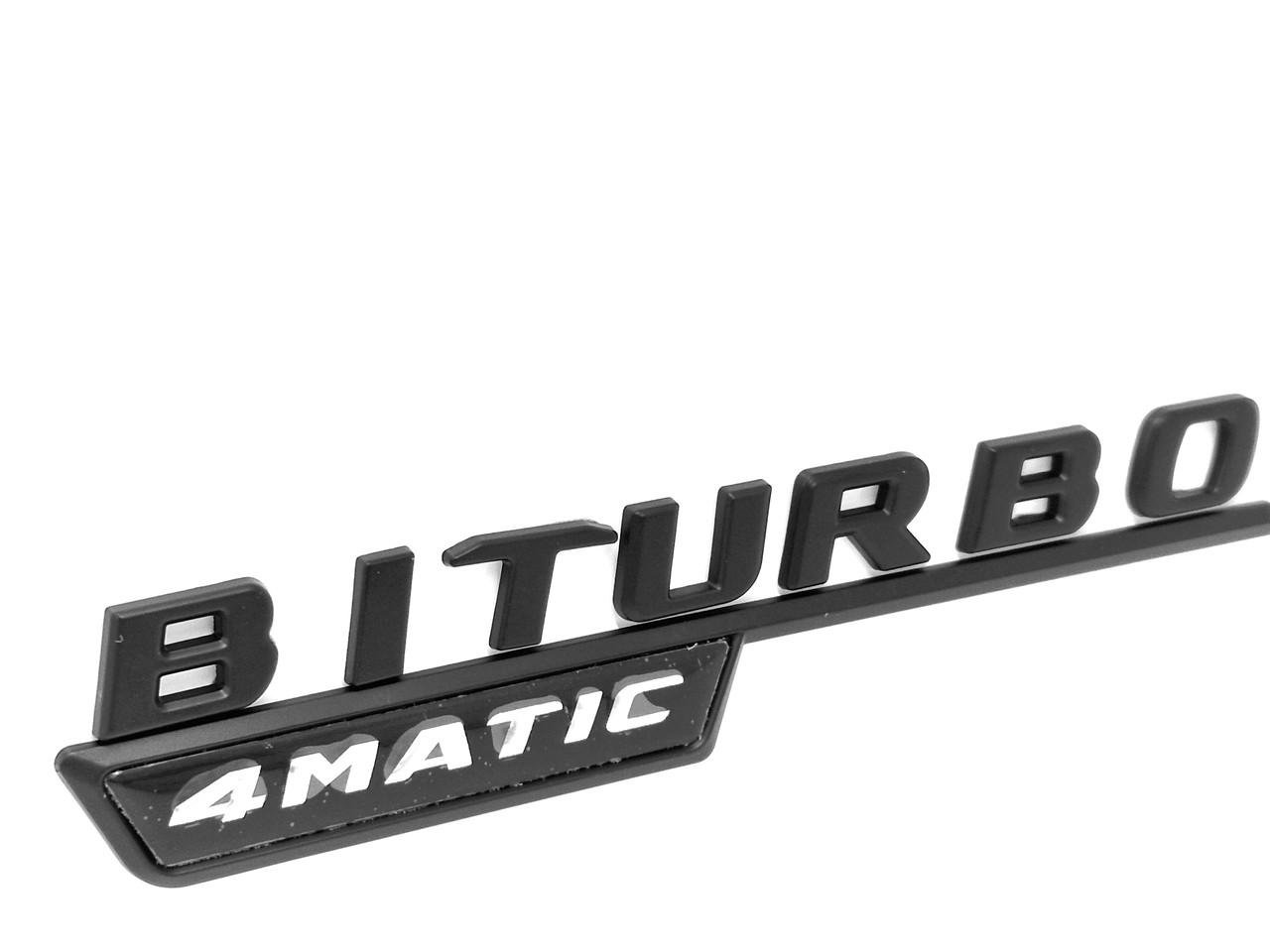 Эмблема надпись Mercedes biturbo 4matic 1 шт. Matt black (2430421921