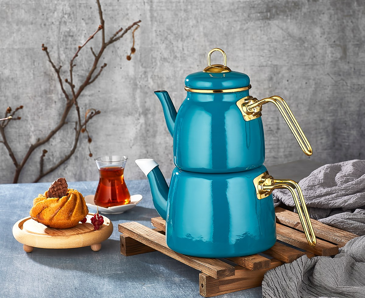 Чайник двойной Paçi-Elite Class 2,0/1,0 эмалированный Бирюзовый Чайник двойной Paçi-Elite Class 2,0/1,0 эмалированный Бирюзовый