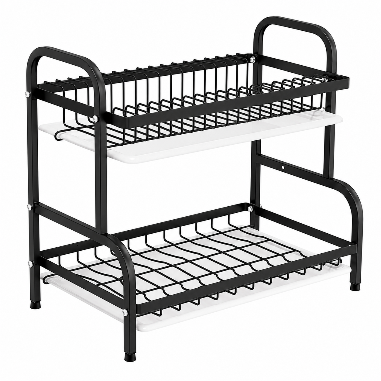 Сушилка для посуды Bawl Rack металлическая двухъярусная 42х39х23 см Черный (BR2-1)