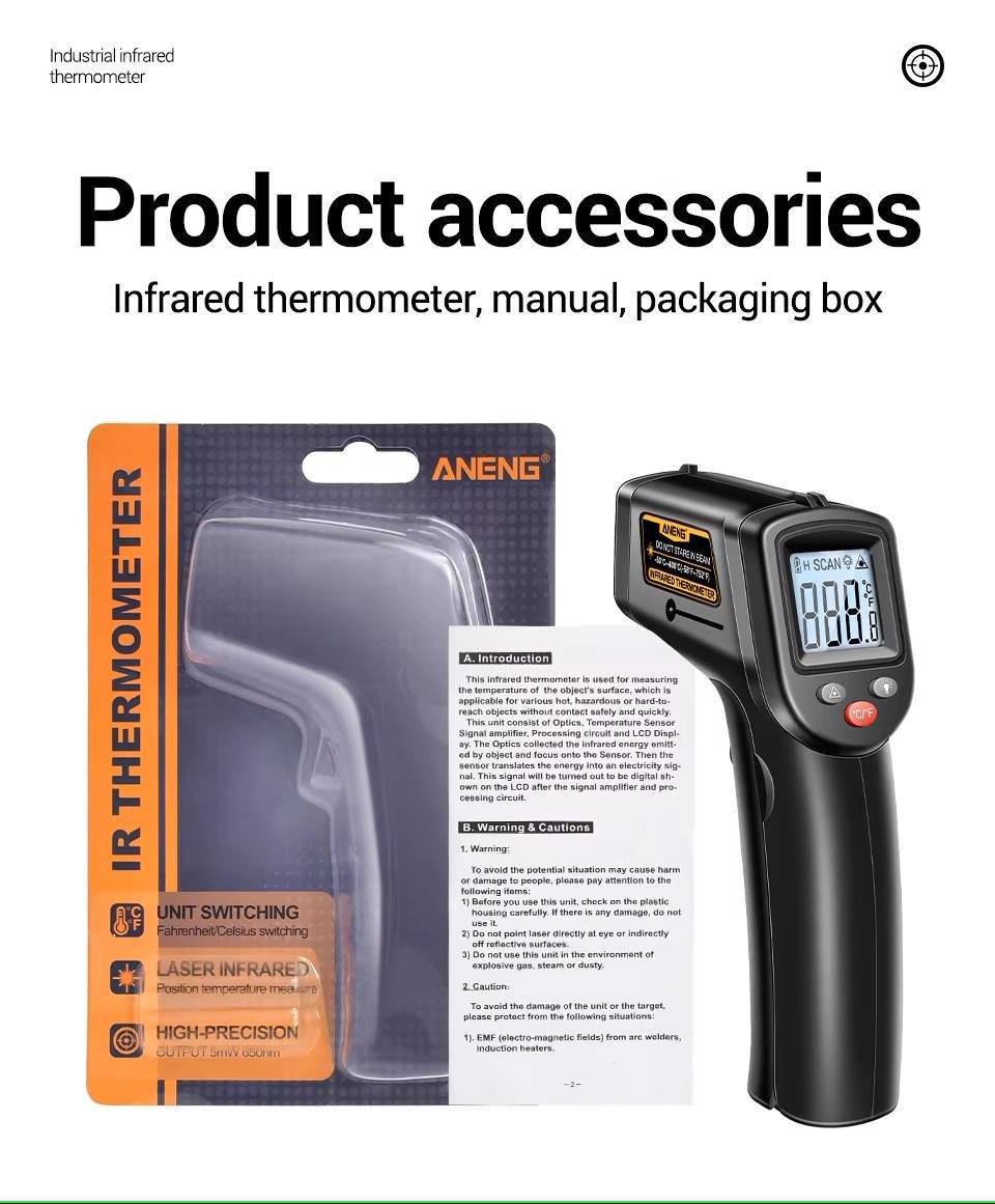 Термометр безконтактний цифровий ANENG від -50 до +400°C з лазерним покажчиком Aneng TH201 2 батареї (96031091) - фото 14 Термометр безконтактний цифровий ANENG від -50 до +400°C з лазерним покажчиком Aneng TH201 2 батареї (96031091) - фото 14