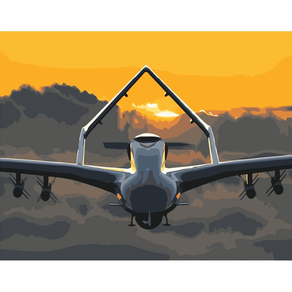 Картина по номерам Strateg Премиум Байрактар на закате 40x50 см (DY261)