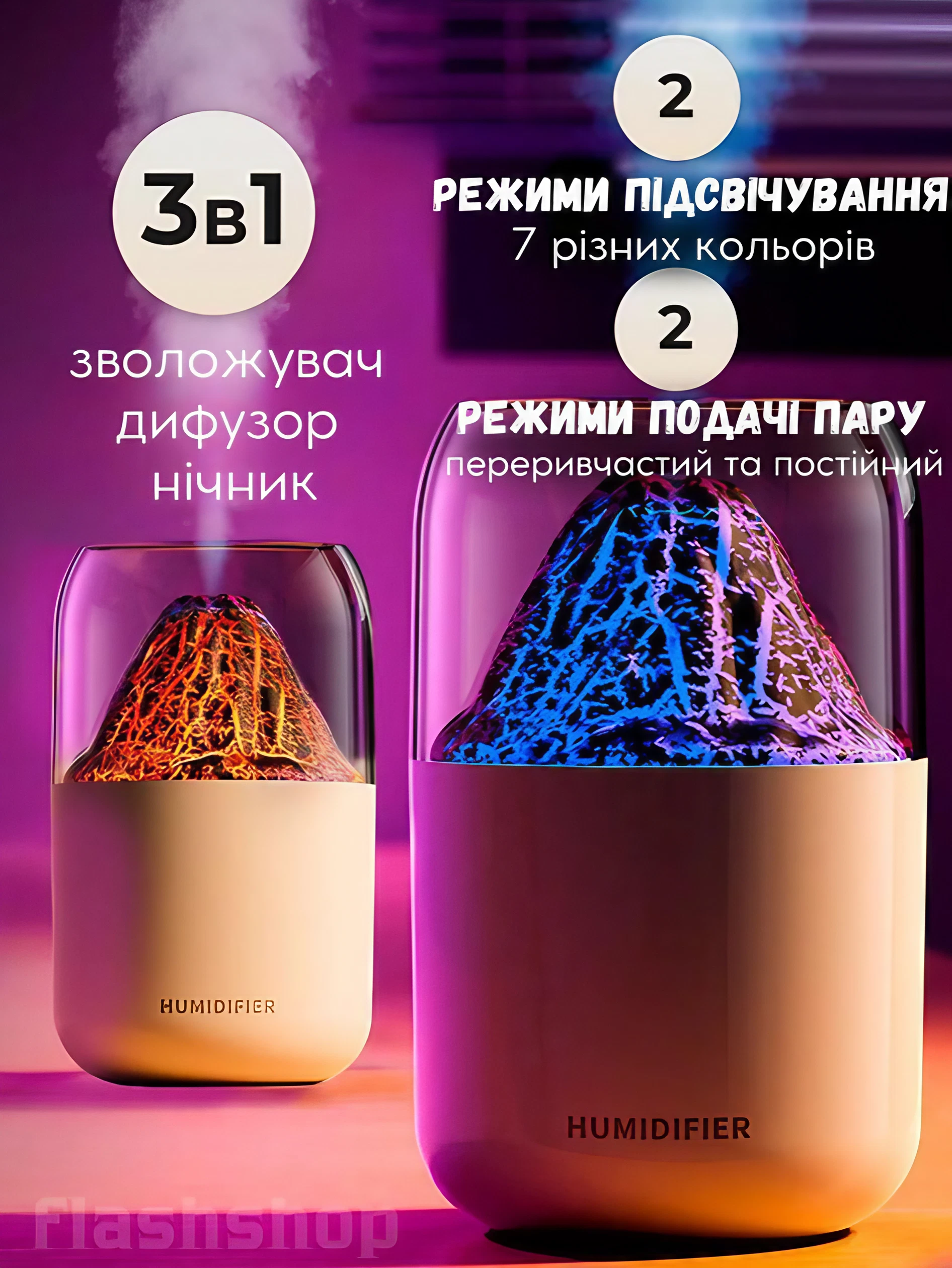 Зволожувач повітря Вулкан Білий (jmx-3078) - фото 8 Зволожувач повітря Вулкан Білий (jmx-3078) - фото 8