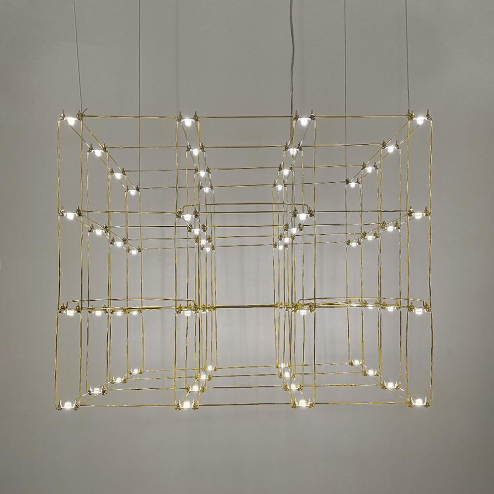 Люстра кубическая в форме параллелепипеда 111х60х60 см Золотой (1245825)