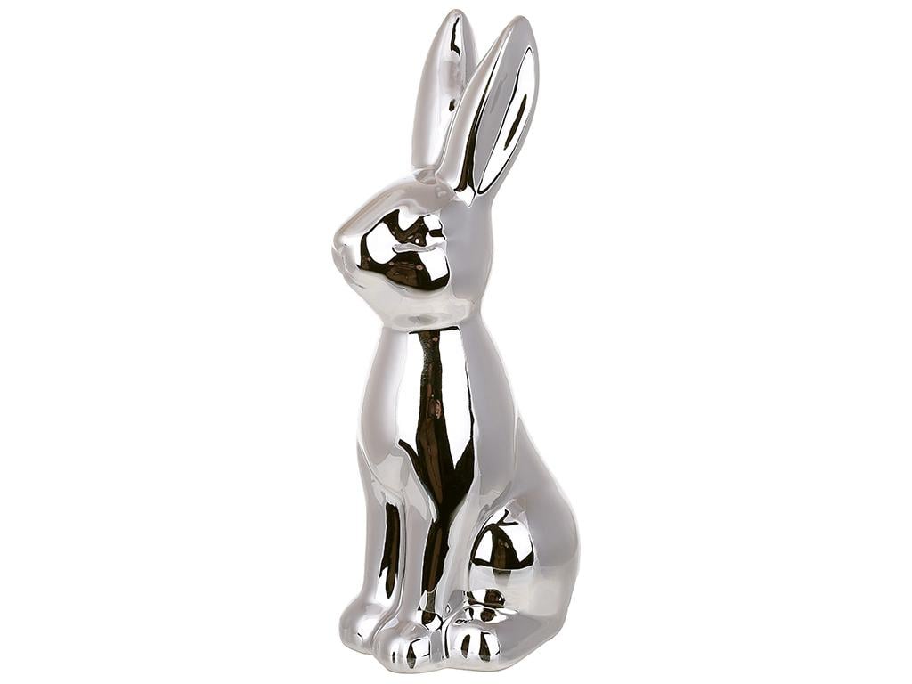 Фигурка декоративная фарфоровая Кролик 8,5х6х18,5 см Серебро (BDI-495-512)