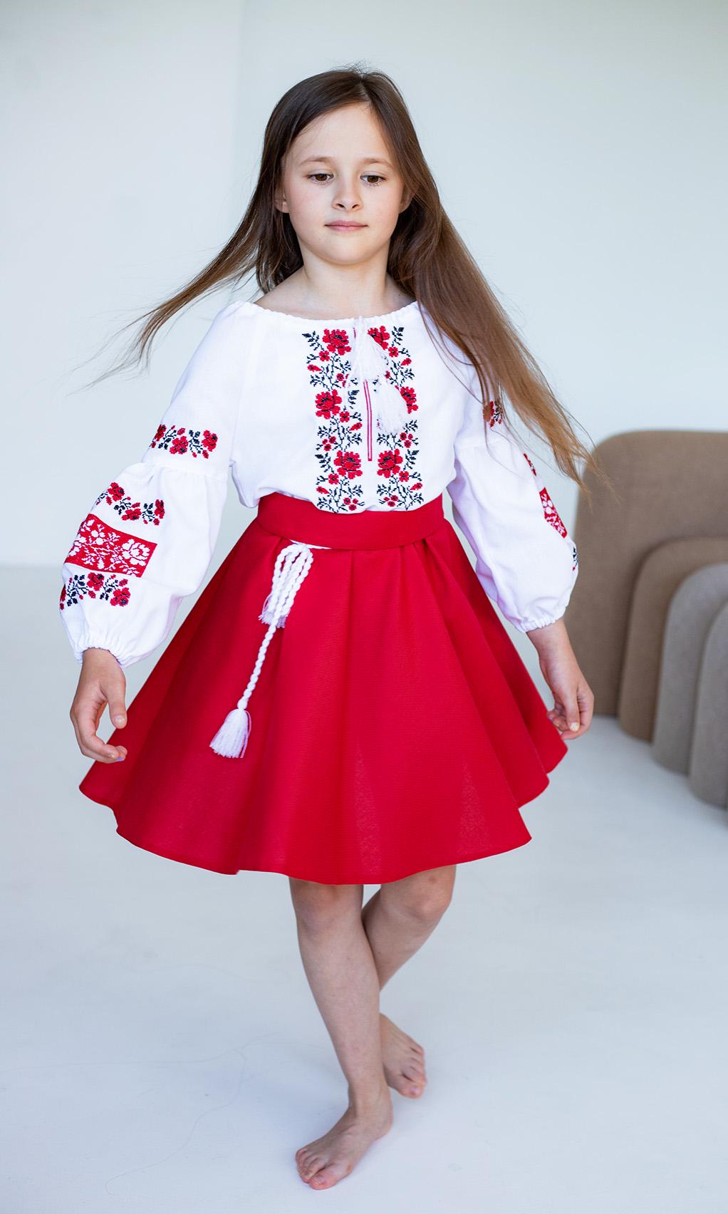 Сукня-вишиванка дитяча Вишиваночка 122 см Біло-червоний (818-2.7) - фото 2 Сукня-вишиванка дитяча Вишиваночка 122 см Біло-червоний (818-2.7) - фото 2