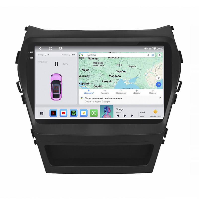 Автомагнитола штатная Lesko QLED CarPlay/4G/Wi-Fi/GPS/360° для Hyundai Santa Fe III 2012-2016 4/64Gb 9" (2322813478)