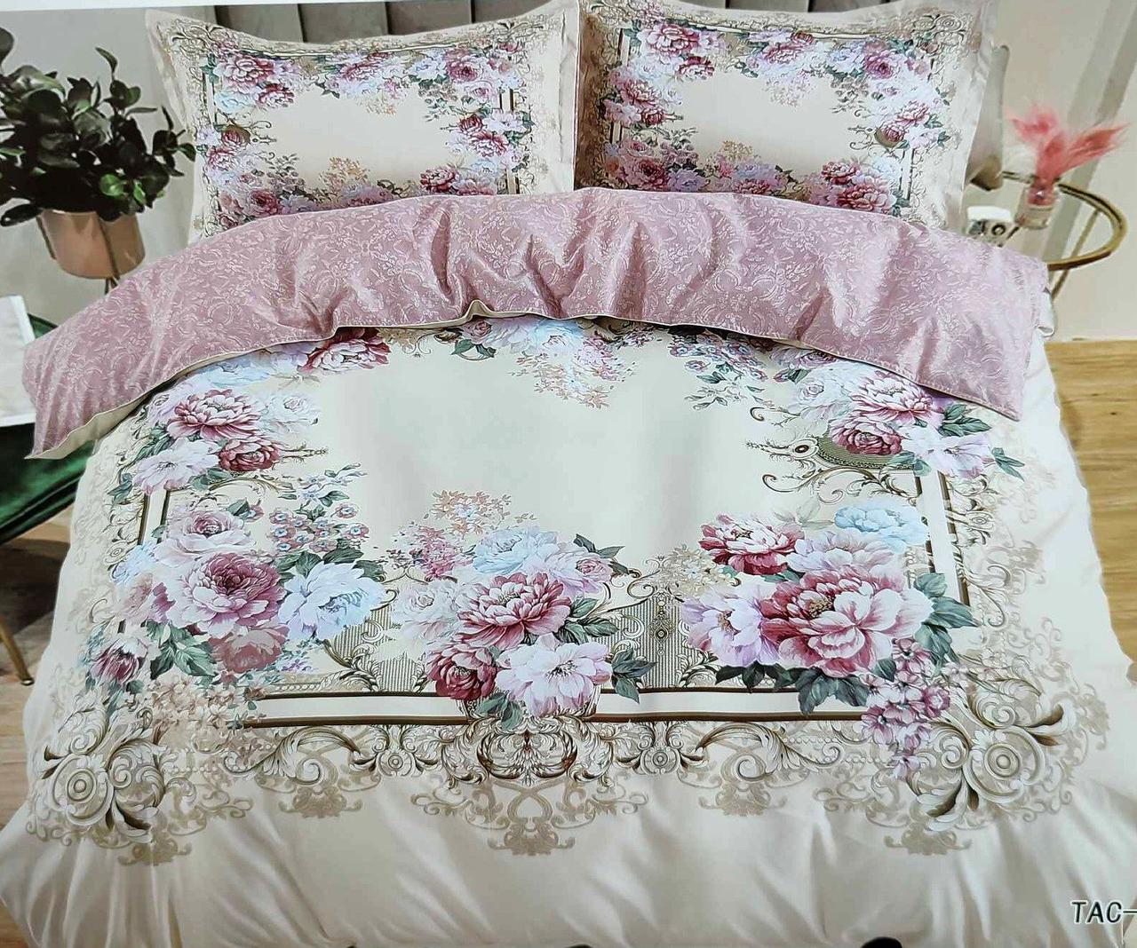 Комплект постельного белья Laura Grand евро Букеты цветов (25335)