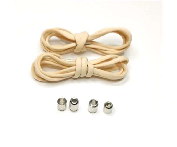 Шнурки еластичні велюрові з фіксаторами без зав'язок 90 см Бежевий Шнурки еластичні велюрові з фіксаторами без зав'язок 90 см Бежевий