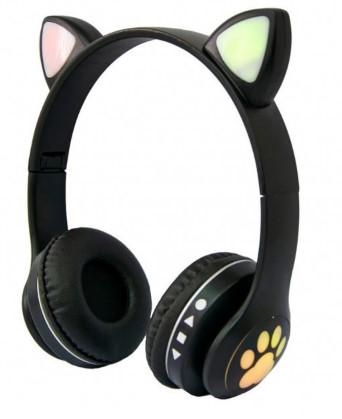 Навушники бездротові Cat Ear Black VZV-23M з котячими вушками та підсвічуванням Чорний