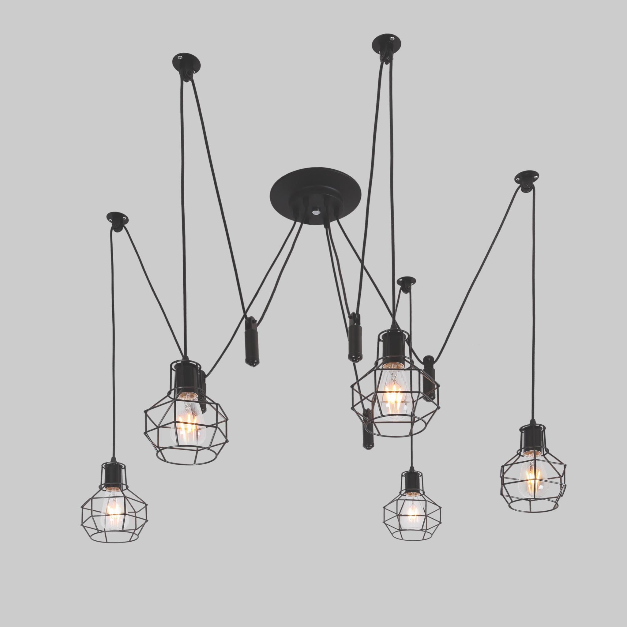 Люстра Spider с гирями на 5 ламп Черный